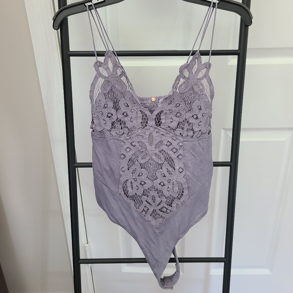 Free People One Chic Purple Lace Bodysuit